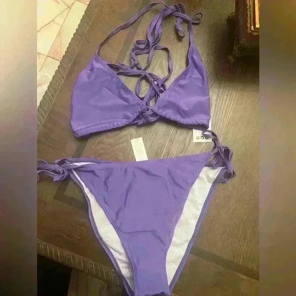 Boohoo NWT Basic Triangle Bikini Size 12 - Picture 5 of 7